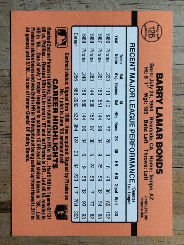 1990 Donruss #126 Barry Bonds