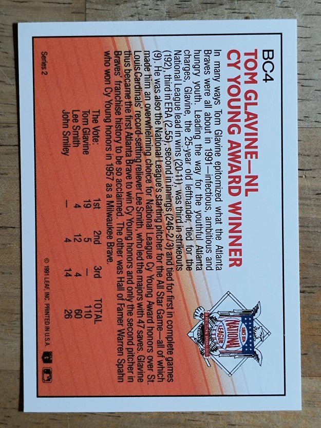 1992 Donruss Bonus Cards #BC4 Tom Glavine CY