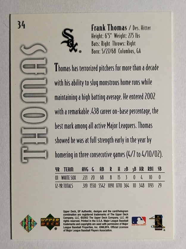 2002 SP Authentic #34 Frank Thomas