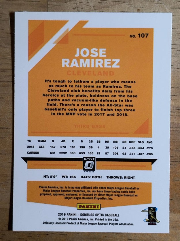 2019 Donruss Optic #107 Jose Ramirez