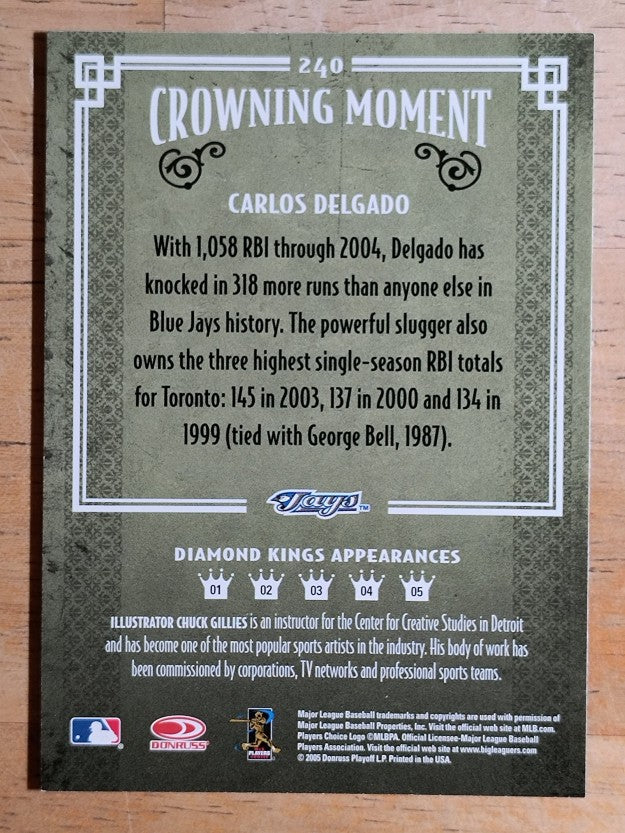 2005 Diamond Kings #240 Carlos Delgado