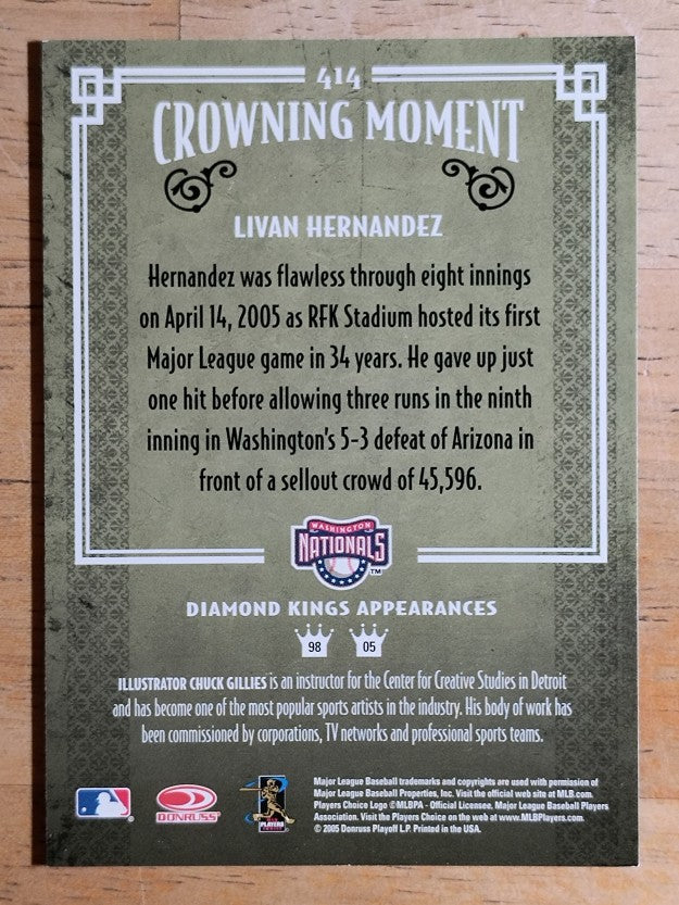 2005 Diamond Kings #414 Livan Hernandez