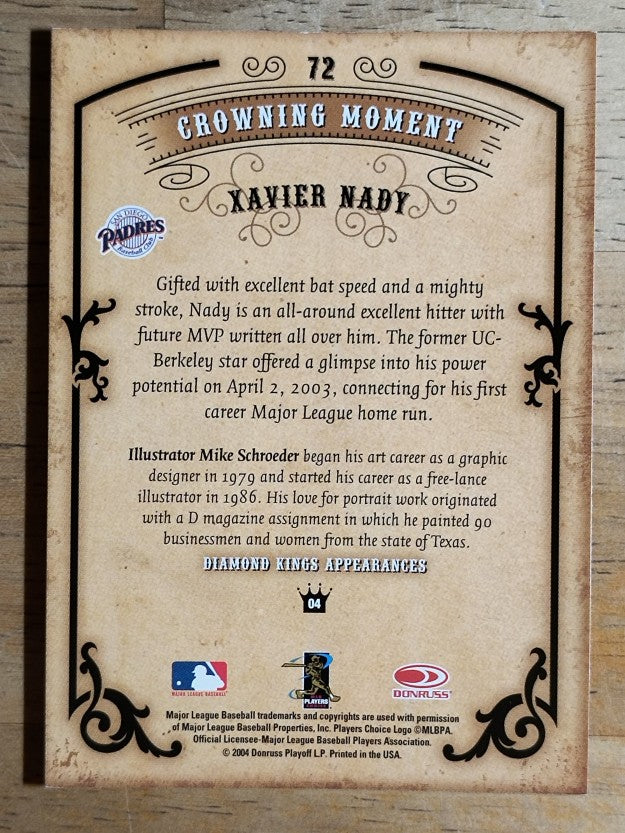 2004 Diamond Kings #72 Xavier Nady