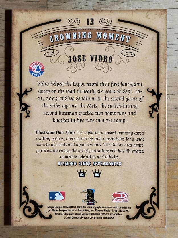 2004 Diamond Kings #13 Jose Vidro