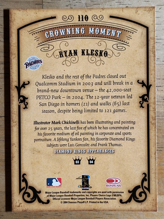 2004 Diamond Kings #110 Ryan Klesko