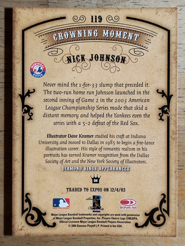 2004 Diamond Kings #119 Nick Johnson