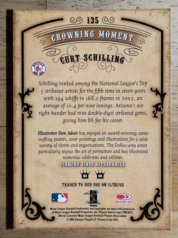 2004 Diamond Kings #135 Curt Schilling