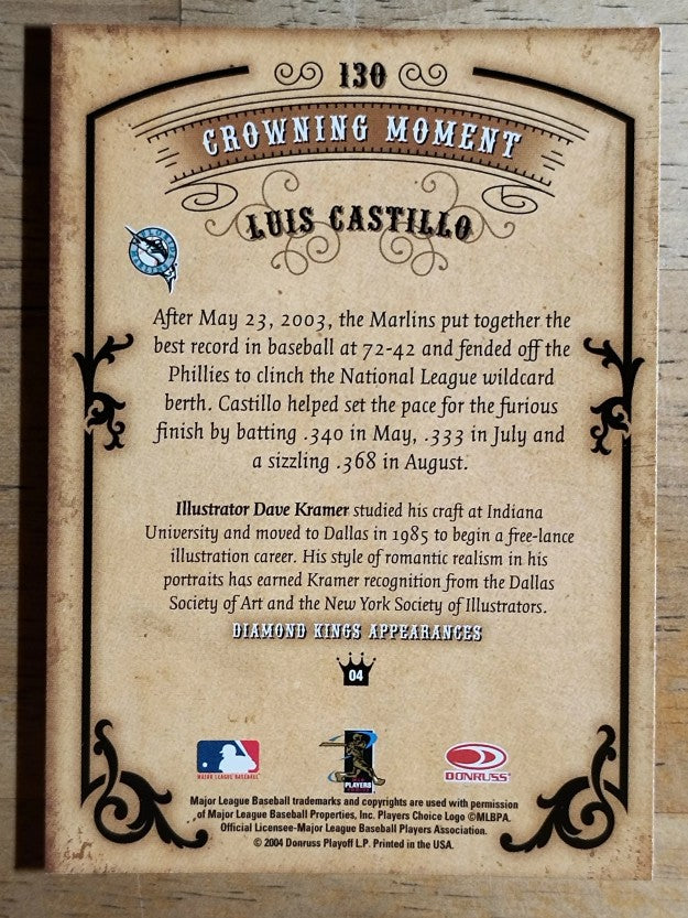 2004 Diamond Kings #130 Luis Castillo