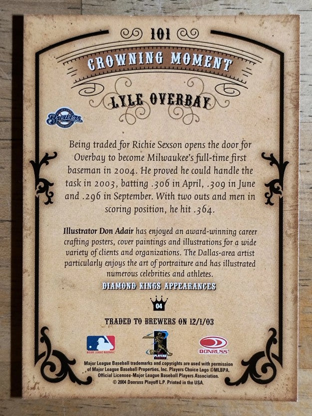 2004 Diamond Kings #101 Lyle Overbay