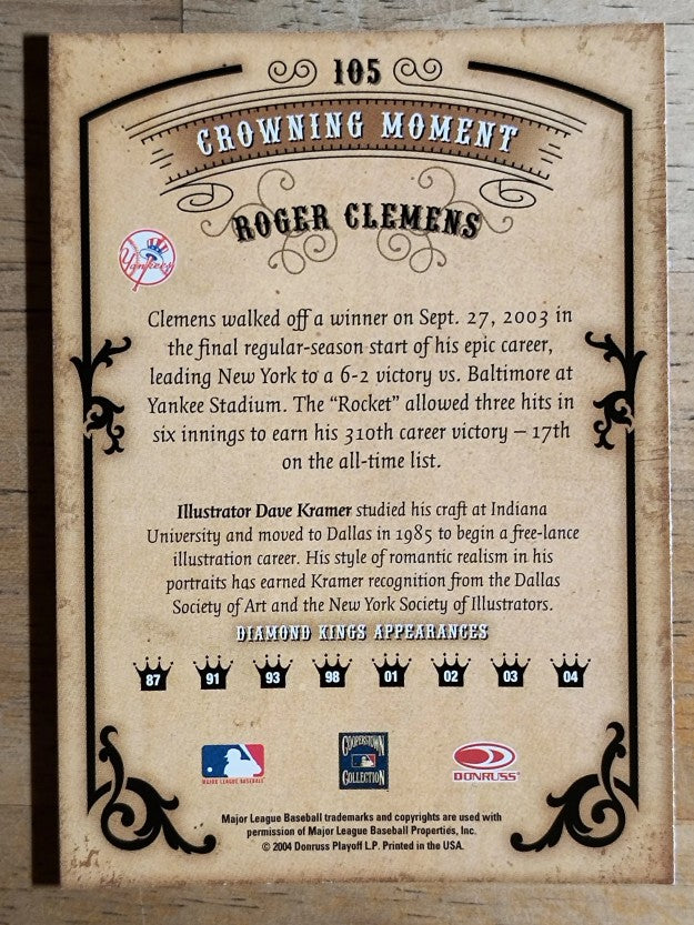 2004 Diamond Kings #105 Roger Clemens