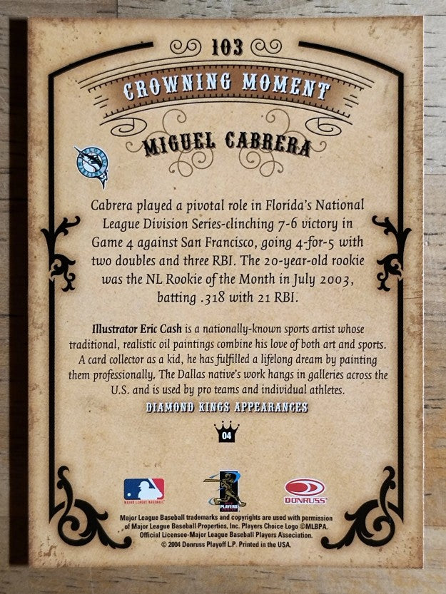 2004 Diamond Kings #103 Miguel Cabrera
