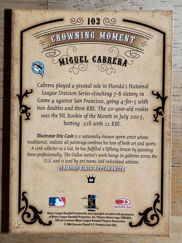 2004 Diamond Kings #103 Miguel Cabrera