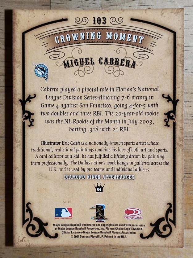 2004 Diamond Kings #103 Miguel Cabrera