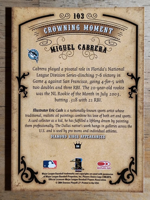 2004 Diamond Kings #103 Miguel Cabrera