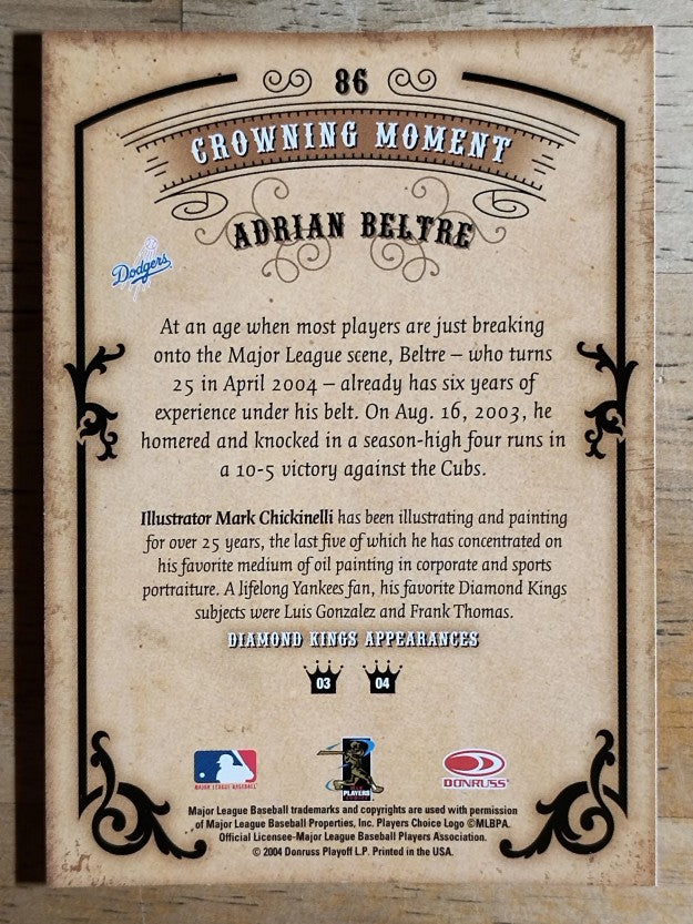2004 Diamond Kings #86 Adrian Beltre
