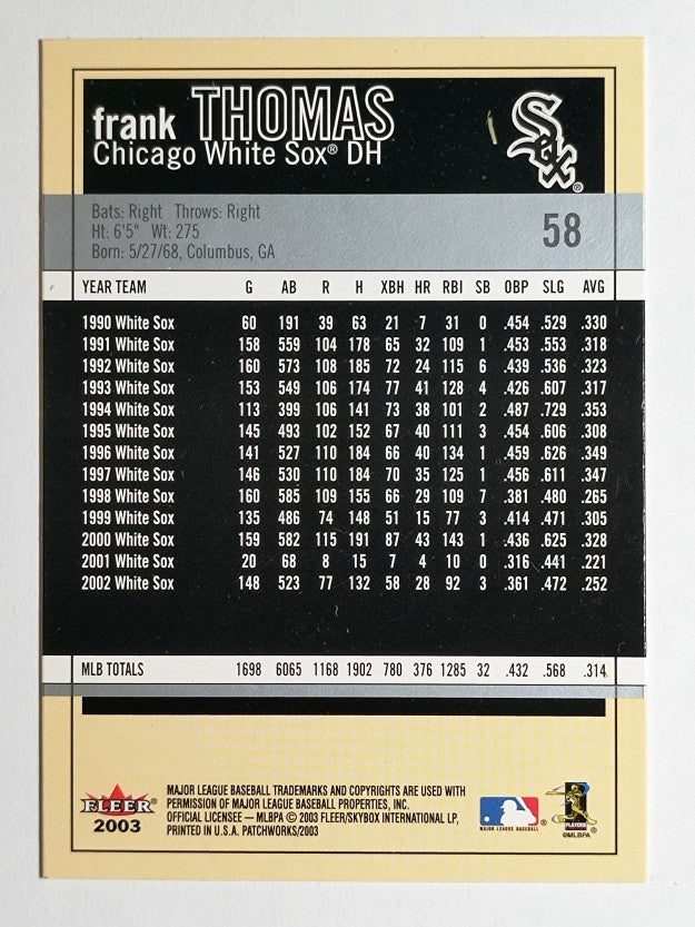 2003 Fleer Patchworks #58 Frank Thomas