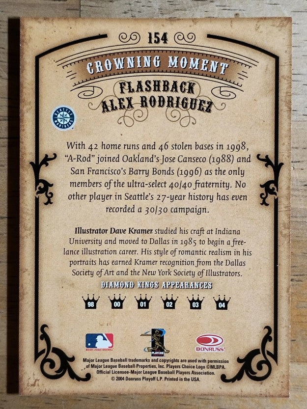 2004 Diamond Kings #154 Alex Rodriguez FB