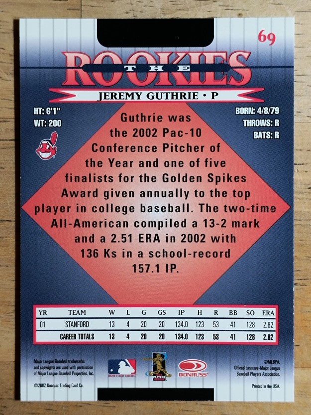 2002 Donruss Rookies #69 Jeremy Guthrie RC