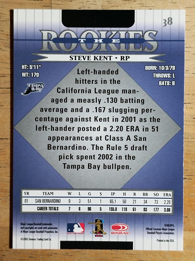 2002 Donruss Rookies #38 Steve Kent RC