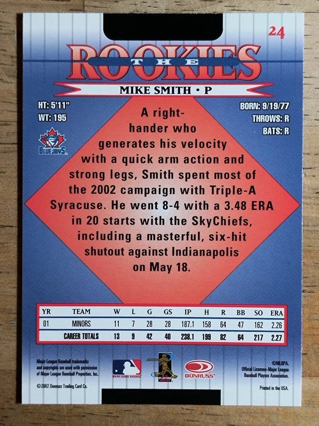 2002 Donruss Rookies #24 Mike Smith RC