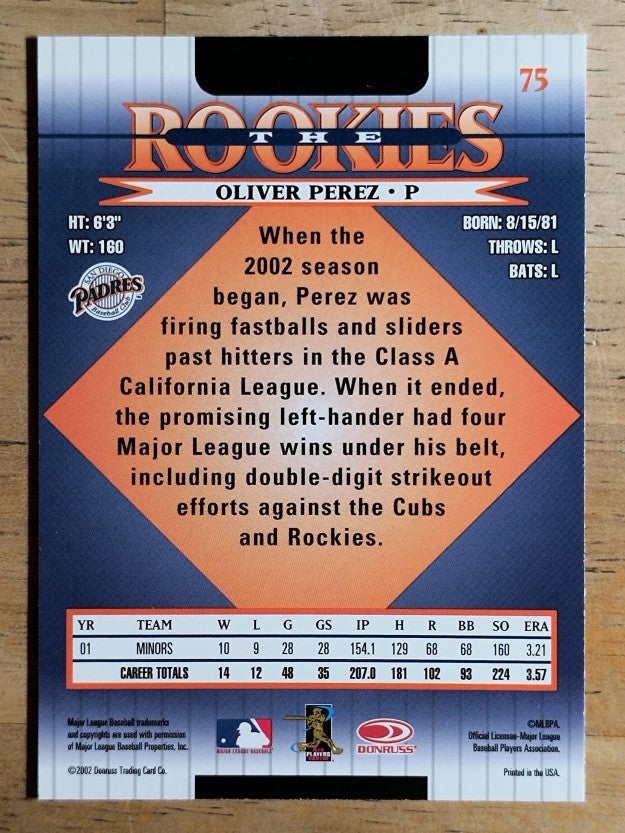 2002 Donruss Rookies #75 Oliver Perez RC