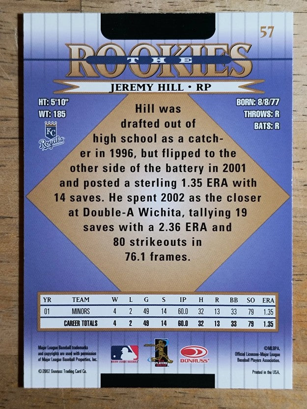 2002 Donruss Rookies #57 Jeremy Hill RC
