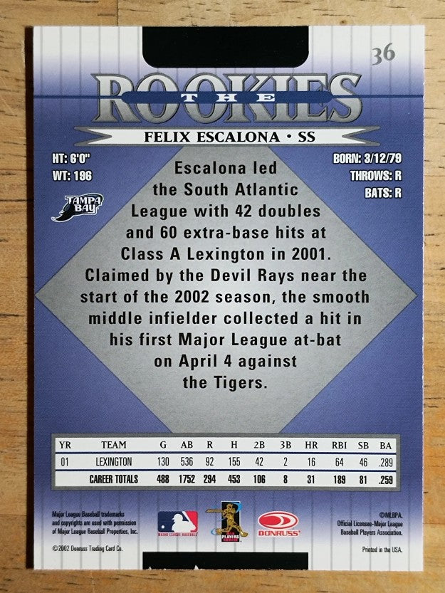 2002 Donruss Rookies #36 Felix Escalona RC