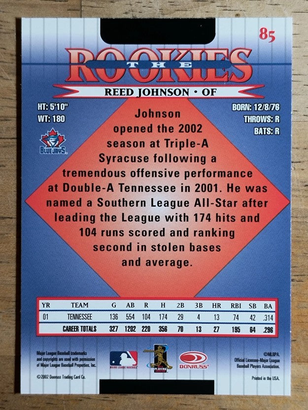 2002 Donruss Rookies #85 Reed Johnson RC