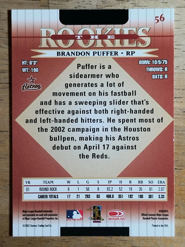 2002 Donruss Rookies #56 Brandon Puffer RC