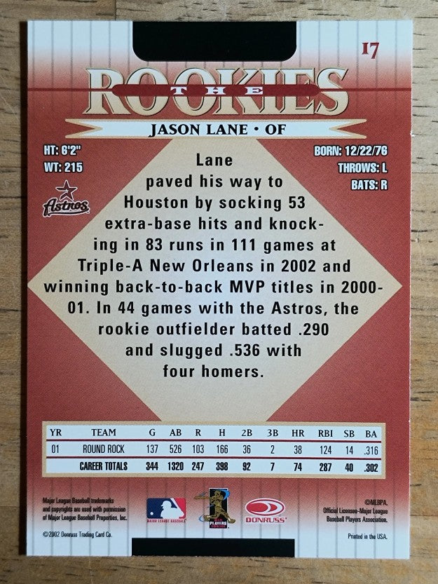 2002 Donruss Rookies #17 Jason Lane