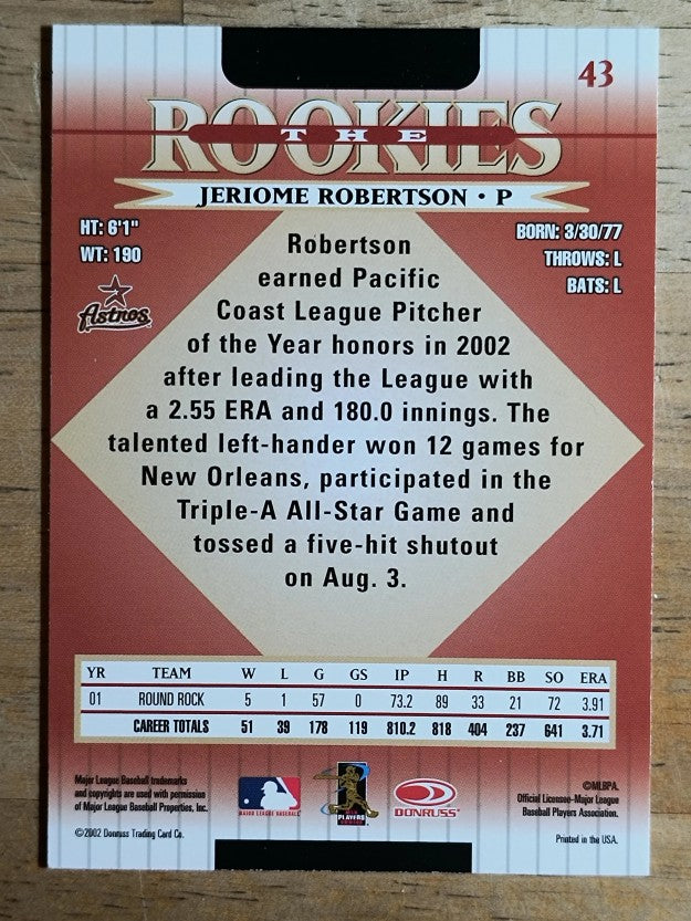 2002 Donruss Rookies #43 Jeriome Robertson RC