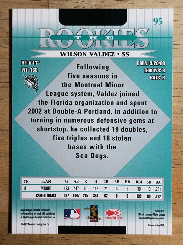 2002 Donruss Rookies #95 Wilson Valdez RC