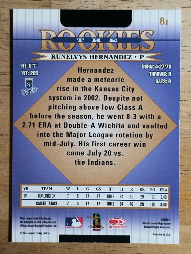 2002 Donruss Rookies #81 Runelvys Hernandez RC