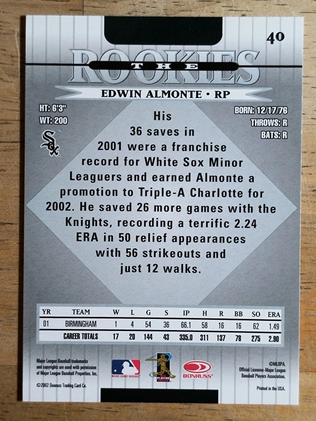 2002 Donruss Rookies #40 Edwin Almonte RC