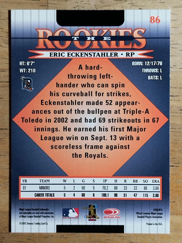 2002 Donruss Rookies #86 Eric Eckenstahler RC