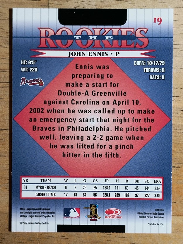 2002 Donruss Rookies #19 John Ennis RC
