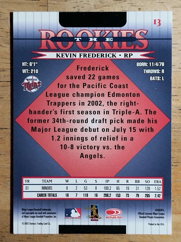 2002 Donruss Rookies #13 Kevin Frederick RC