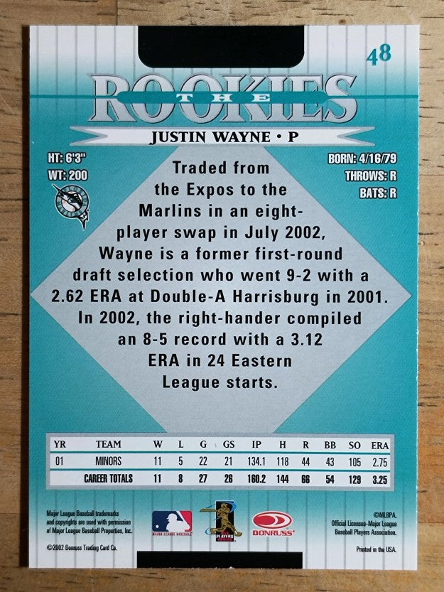 2002 Donruss Rookies #48 Justin Wayne