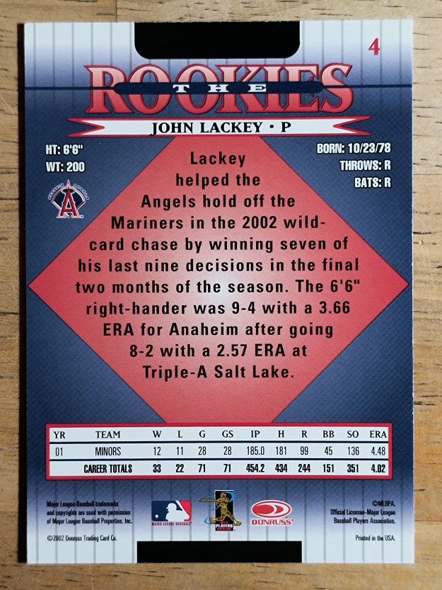 2002 Donruss Rookies #4 John Lackey