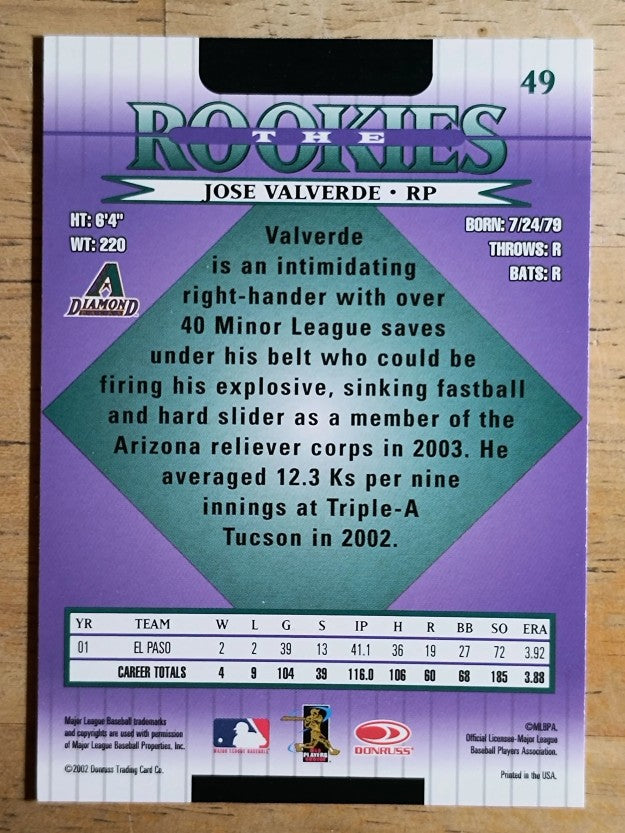 2002 Donruss Rookies #49 Jose Valverde RC