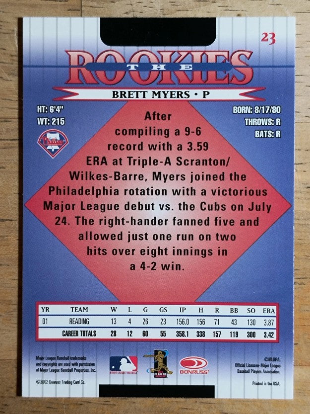 2002 Donruss Rookies #23 Brett Myers
