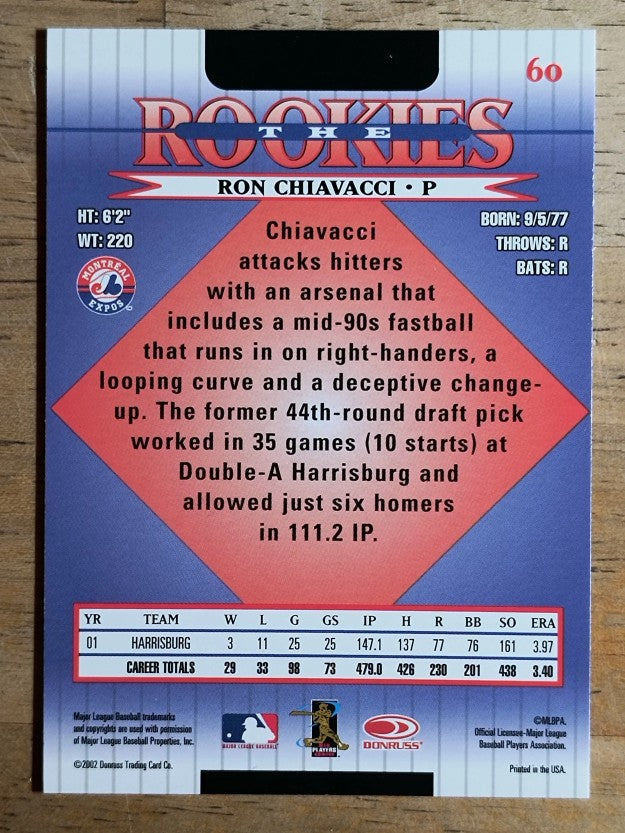 2002 Donruss Rookies #60 Ron Chiavacci