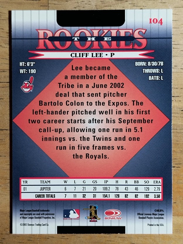 2002 Donruss Rookies #104 Cliff Lee RC