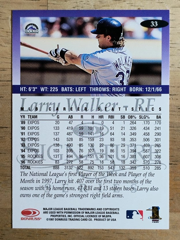 1997 Donruss Signature #33 Larry Walker