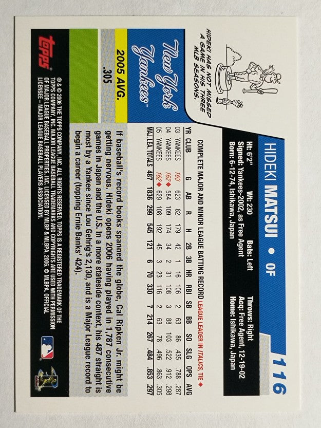 2006 Topps Opening Day #116 Hideki Matsui
