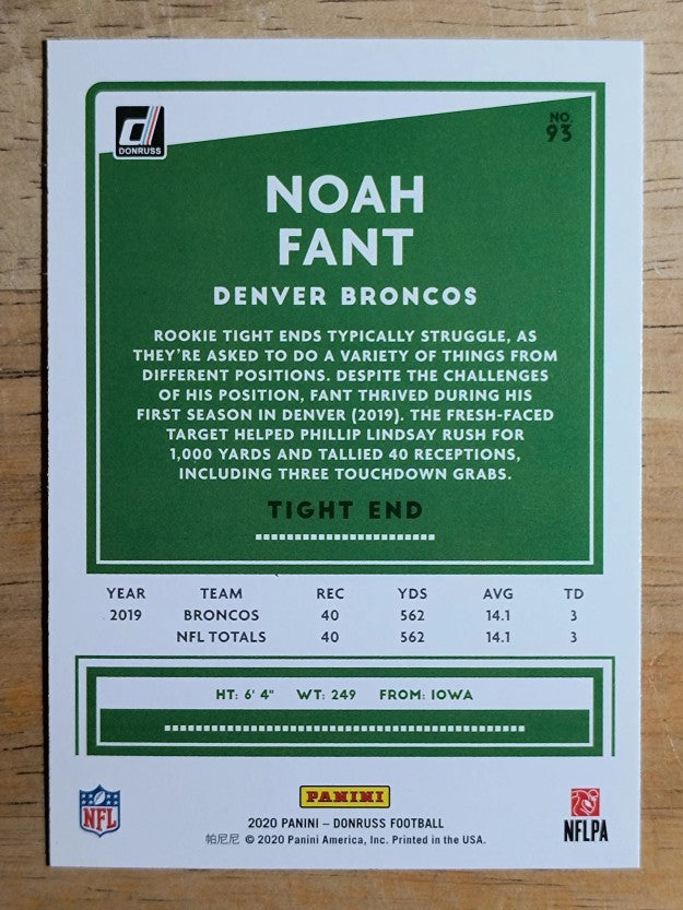 2020 Donruss #93 Noah Fant