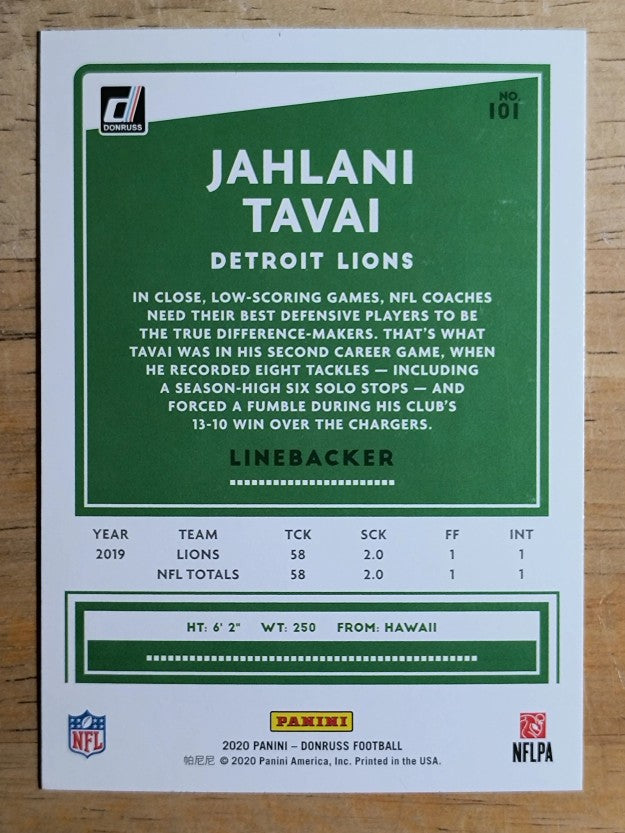 2020 Donruss #101 Jahlani Tavai