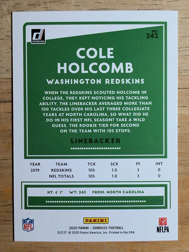 2020 Donruss #242 Cole Holcomb