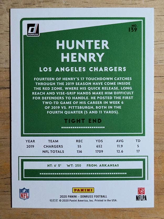 2020 Donruss #139 Hunter Henry