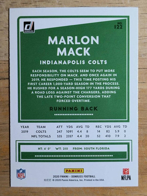 2020 Donruss #122 Marlon Mack